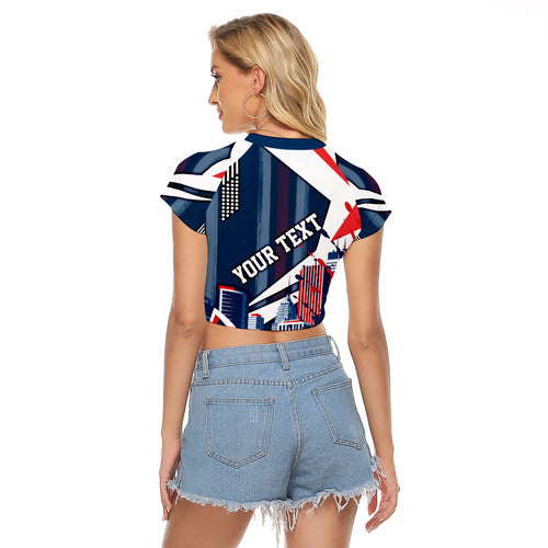Personalised Sydney Roosters City Of Rugby Raglan Cropped T Shirt Sydney City Skyline Illustration Dynamic Sport Fan