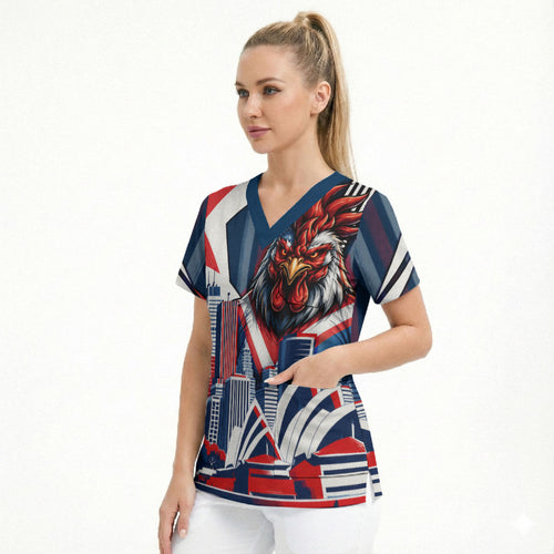 Personalised Sydney Roosters City Of Rugby Scrub Top Sydney City Skyline Illustration Dynamic Sport Fan
