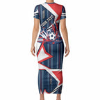 Personalised Sydney Roosters City Of Rugby Short Sleeve Bodycon Dress Sydney City Skyline Illustration Dynamic Sport Fan