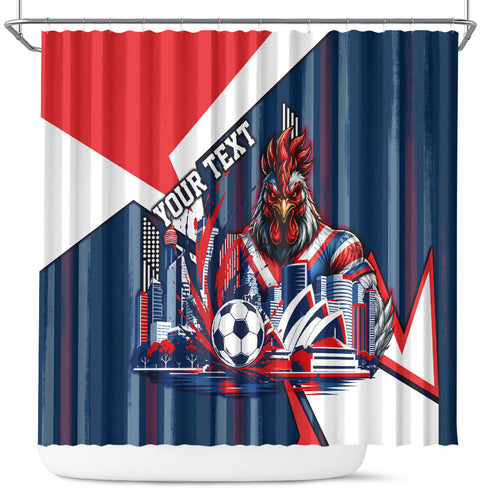 Personalised Sydney Roosters City Of Rugby Shower Curtain Sydney City Skyline Illustration Dynamic Sport Fan