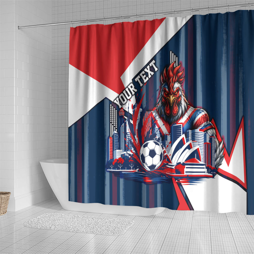 Personalised Sydney Roosters City Of Rugby Shower Curtain Sydney City Skyline Illustration Dynamic Sport Fan