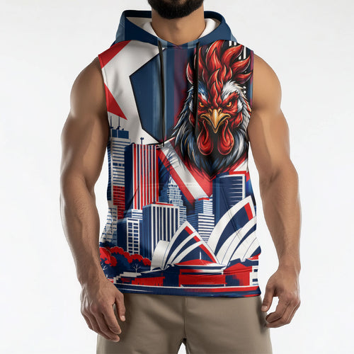 Personalised Sydney Roosters City Of Rugby Sleeveless Hoodie Sydney City Skyline Illustration Dynamic Sport Fan