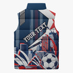 Personalised Sydney Roosters City Of Rugby Sleeveless Puffer Jacket Sydney City Skyline Illustration Dynamic Sport Fan
