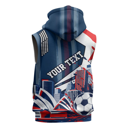 Personalised Sydney Roosters City Of Rugby Sleeveless Zip Hoodie Sydney City Skyline Illustration Dynamic Sport Fan