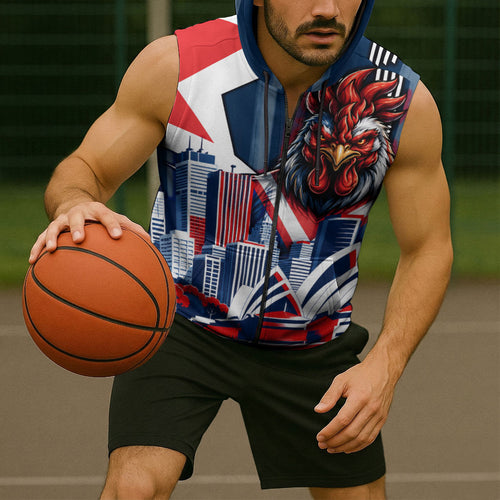 Personalised Sydney Roosters City Of Rugby Sleeveless Zip Hoodie Sydney City Skyline Illustration Dynamic Sport Fan