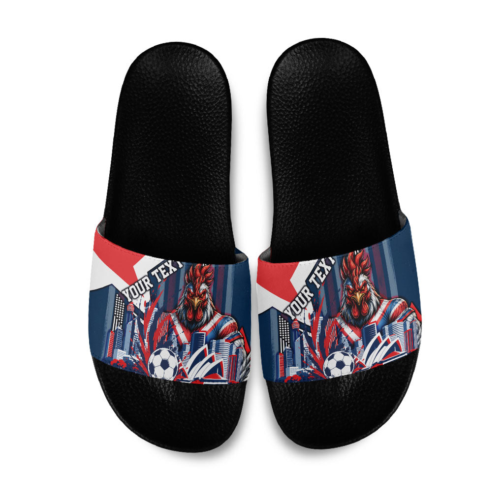 Personalised Sydney Roosters City Of Rugby Slide Sandals Sydney City Skyline Illustration Dynamic Sport Fan