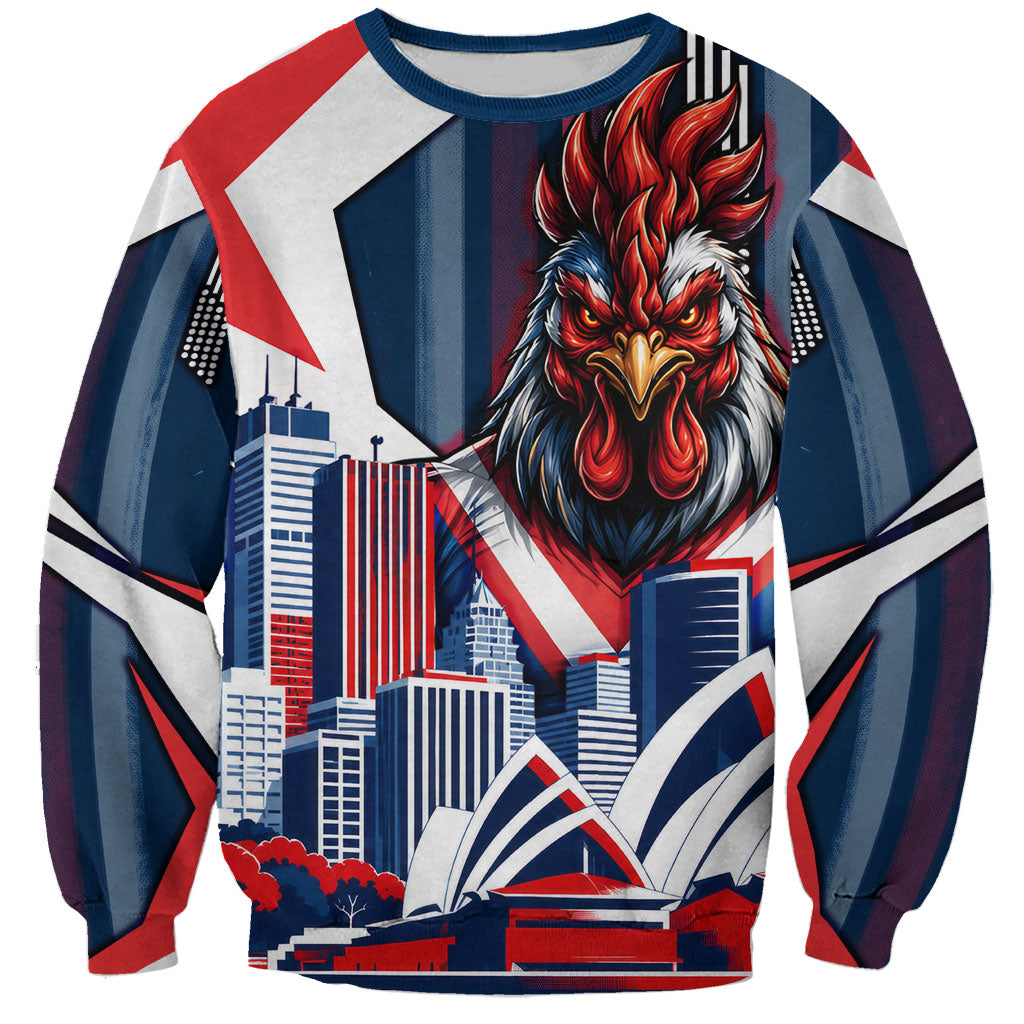 Personalised Sydney Roosters City Of Rugby Sweatshirt Sydney City Skyline Illustration Dynamic Sport Fan