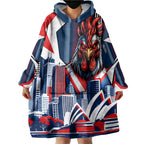 Personalised Sydney Roosters City Of Rugby Wearable Blanket Hoodie Sydney City Skyline Illustration Dynamic Sport Fan