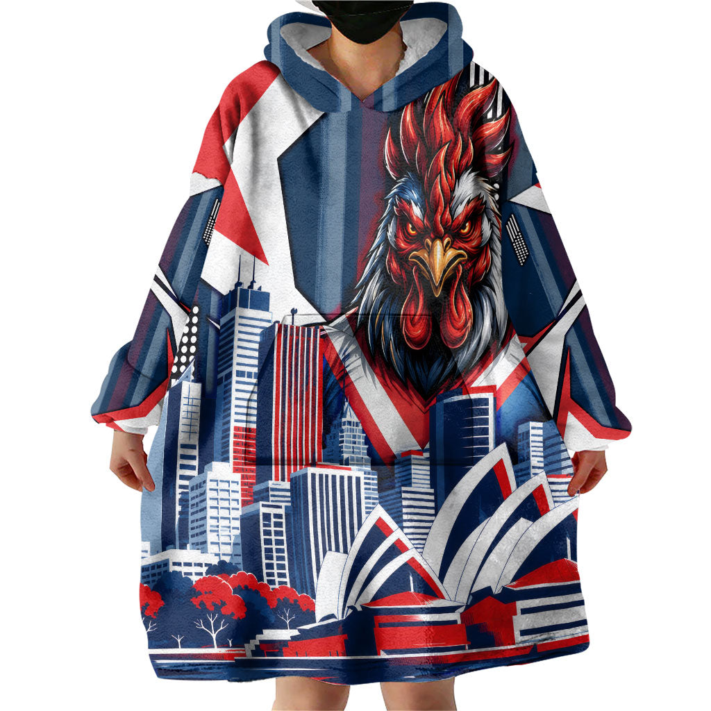 Personalised Sydney Roosters City Of Rugby Wearable Blanket Hoodie Sydney City Skyline Illustration Dynamic Sport Fan
