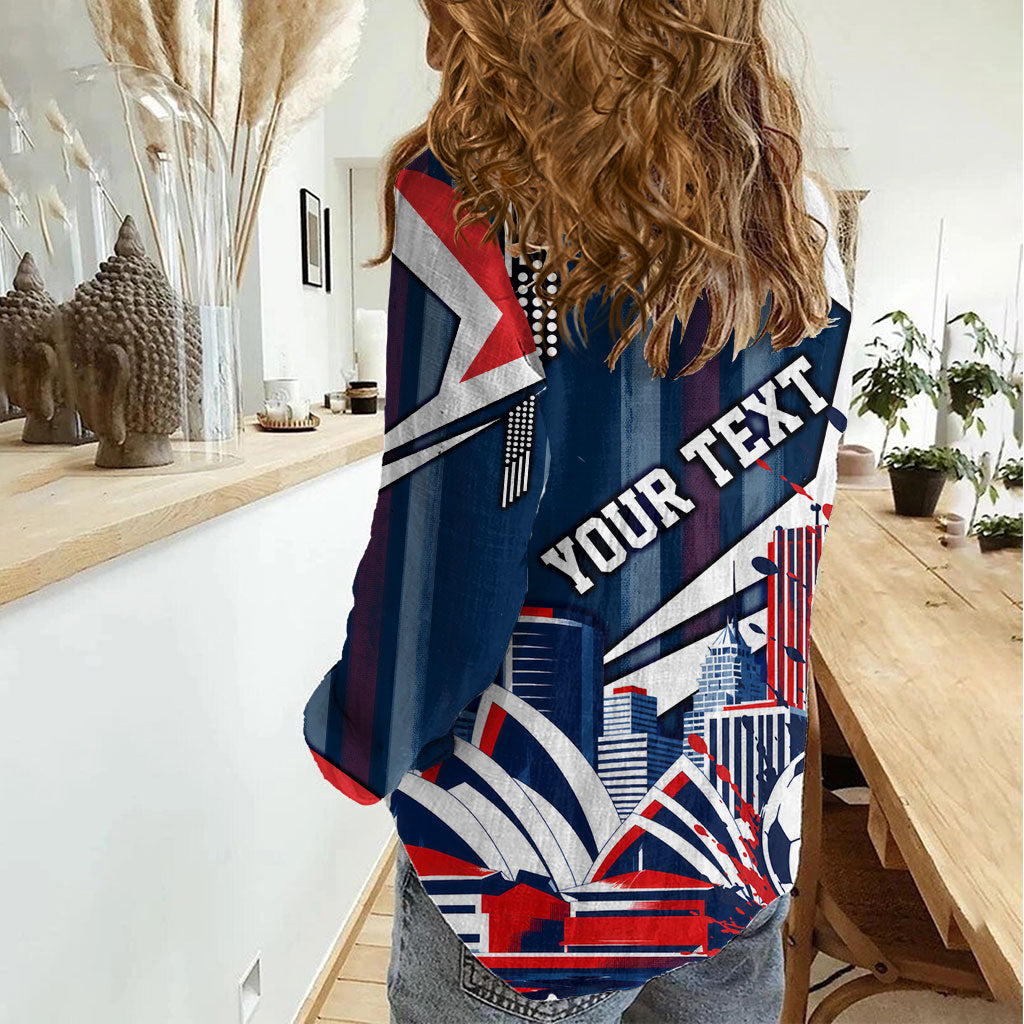 Personalised Sydney Roosters City Of Rugby Women Casual Shirt Sydney City Skyline Illustration Dynamic Sport Fan