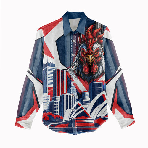 Personalised Sydney Roosters City Of Rugby Women Casual Shirt Sydney City Skyline Illustration Dynamic Sport Fan