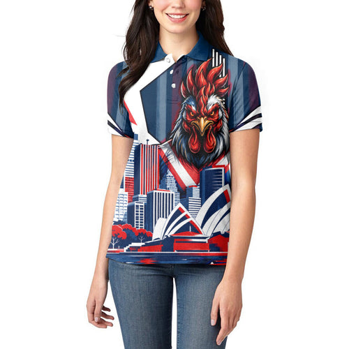 Personalised Sydney Roosters City Of Rugby Women Polo Shirt Sydney City Skyline Illustration Dynamic Sport Fan