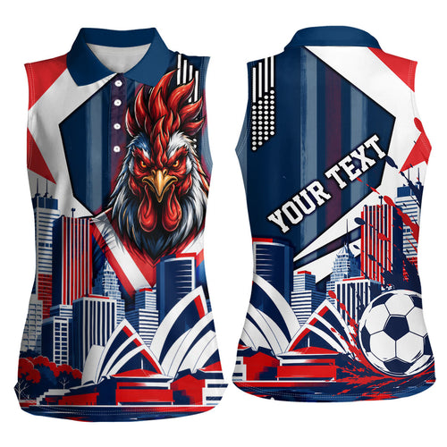 Personalised Sydney Roosters City Of Rugby Women Sleeveless Polo Shirt Sydney City Skyline Illustration Dynamic Sport Fan