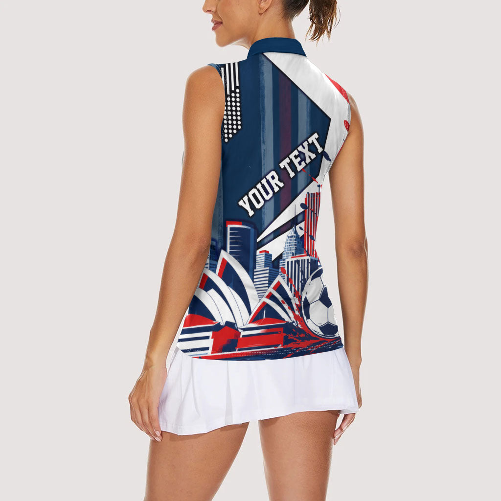 Personalised Sydney Roosters City Of Rugby Women Sleeveless Polo Shirt Sydney City Skyline Illustration Dynamic Sport Fan
