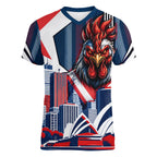 Personalised Sydney Roosters City Of Rugby Women V-Neck T-Shirt Sydney City Skyline Illustration Dynamic Sport Fan