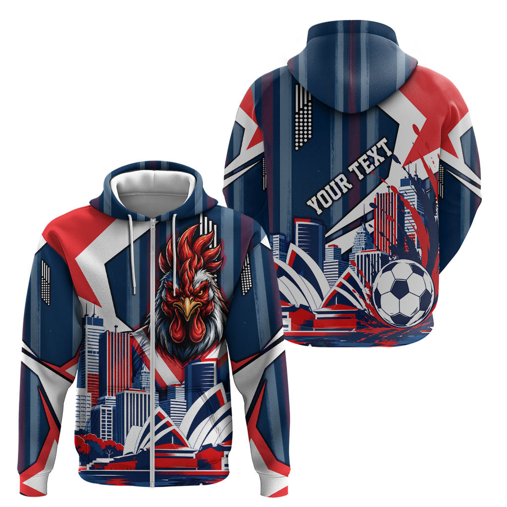 Personalised Sydney Roosters City Of Rugby Zip Hoodie Sydney City Skyline Illustration Dynamic Sport Fan