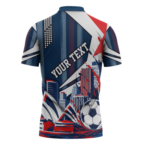 Personalised Sydney Roosters City Of Rugby Zipper Polo Shirt Sydney City Skyline Illustration Dynamic Sport Fan