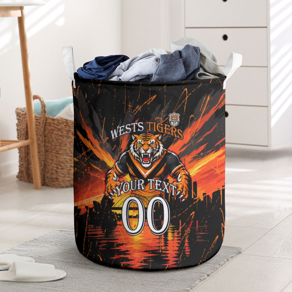 Personalised Wests Tigers City Of Rugby Laundry Basket Sydney City Skyline Illustration Sport Fan