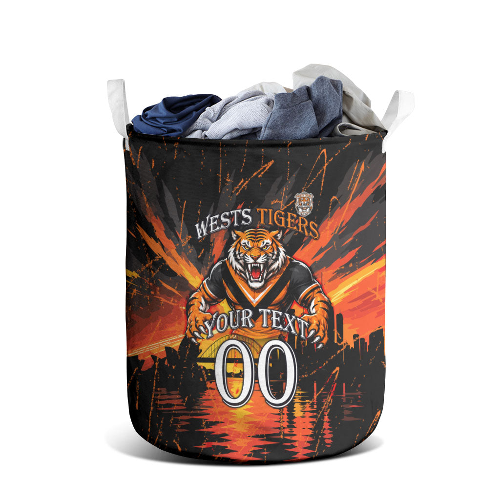 Personalised Wests Tigers City Of Rugby Laundry Basket Sydney City Skyline Illustration Sport Fan