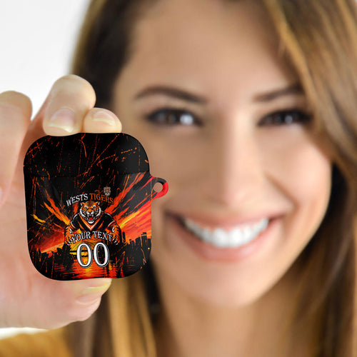 Personalised Wests Tigers City Of Rugby AirPods Case Sydney City Skyline Illustration Sport Fan