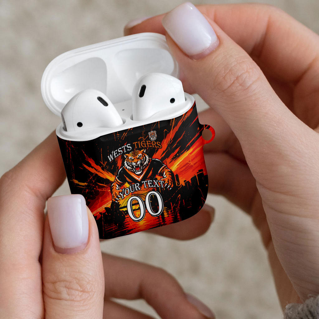 Personalised Wests Tigers City Of Rugby AirPods Case Sydney City Skyline Illustration Sport Fan