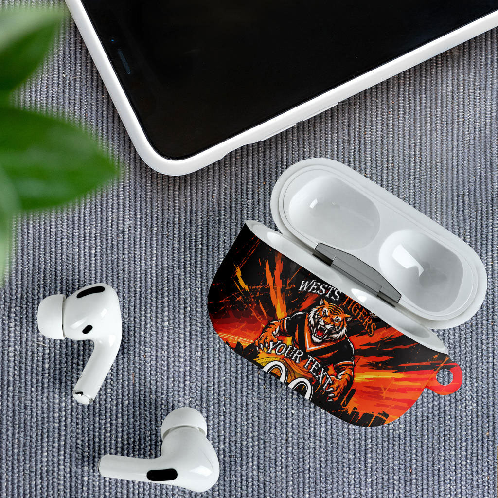 Personalised Wests Tigers City Of Rugby AirPods Case Sydney City Skyline Illustration Sport Fan