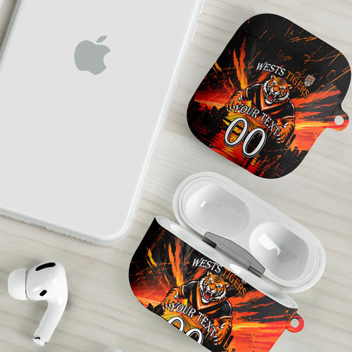 Personalised Wests Tigers City Of Rugby AirPods Case Sydney City Skyline Illustration Sport Fan
