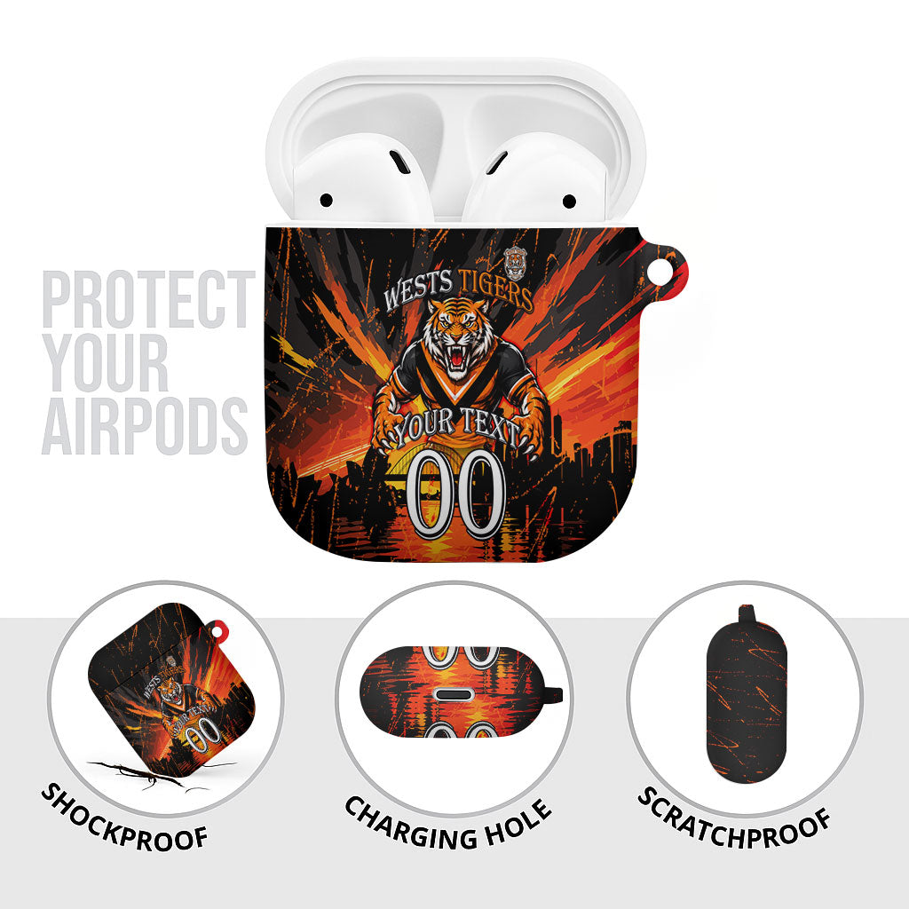 Personalised Wests Tigers City Of Rugby AirPods Case Sydney City Skyline Illustration Sport Fan