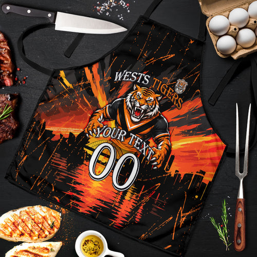 Personalised Wests Tigers City Of Rugby Apron Sydney City Skyline Illustration Sport Fan