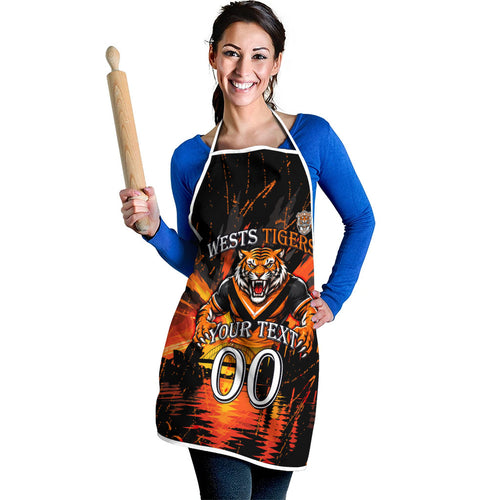 Personalised Wests Tigers City Of Rugby Apron Sydney City Skyline Illustration Sport Fan
