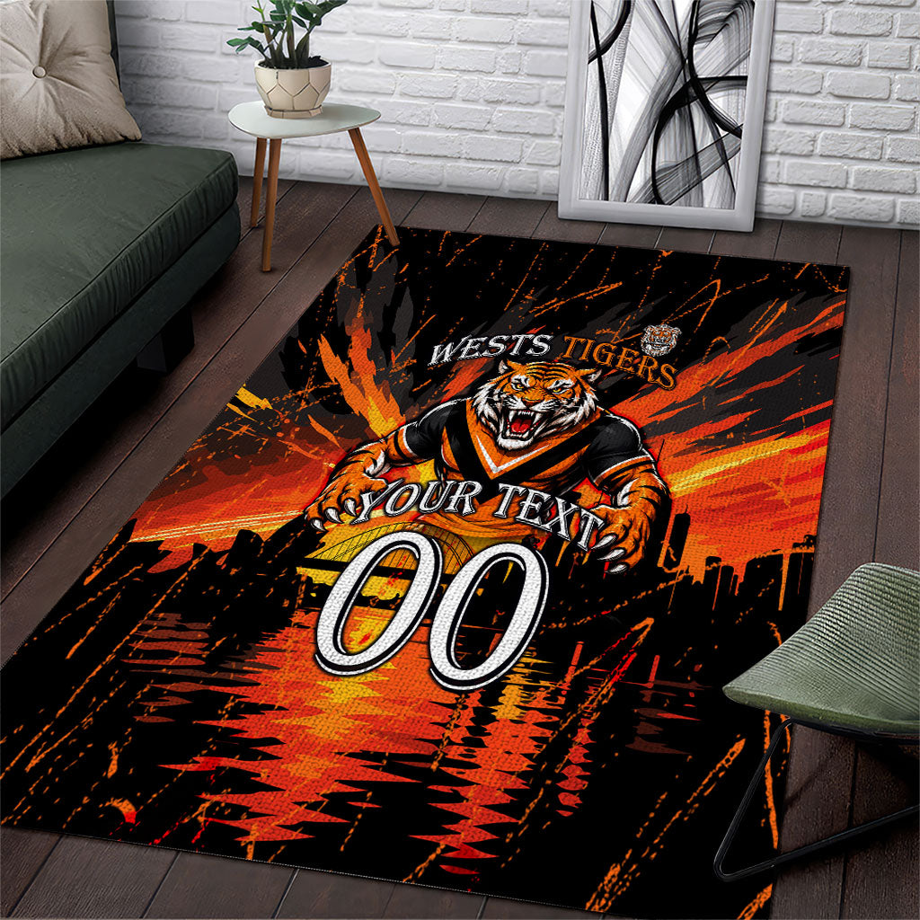 Personalised Wests Tigers City Of Rugby Area Rug Sydney City Skyline Illustration Sport Fan