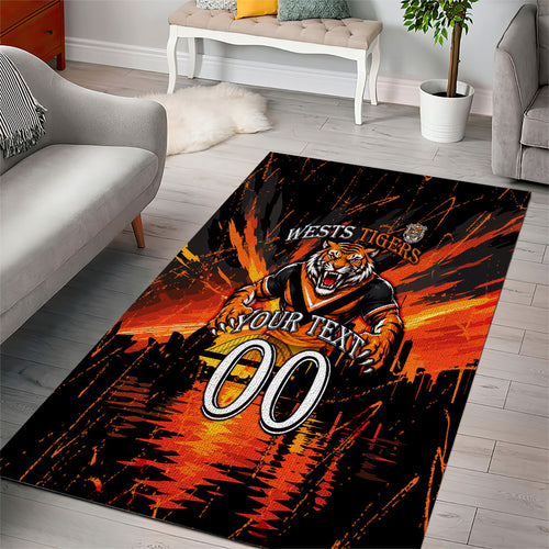 Personalised Wests Tigers City Of Rugby Area Rug Sydney City Skyline Illustration Sport Fan
