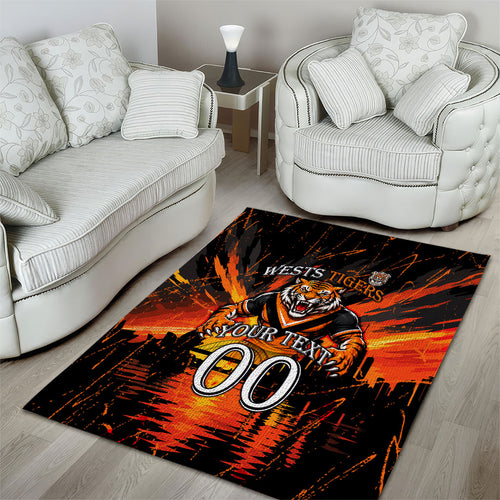 Personalised Wests Tigers City Of Rugby Area Rug Sydney City Skyline Illustration Sport Fan