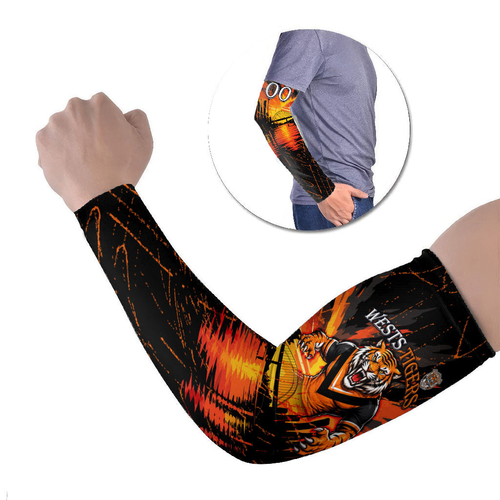 Personalised Wests Tigers City Of Rugby Arm Sleeves Sydney City Skyline Illustration Sport Fan