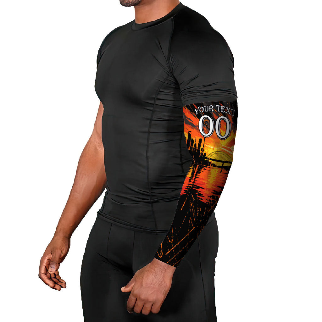 Personalised Wests Tigers City Of Rugby Arm Sleeves Sydney City Skyline Illustration Sport Fan