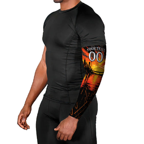 Personalised Wests Tigers City Of Rugby Arm Sleeves Sydney City Skyline Illustration Sport Fan