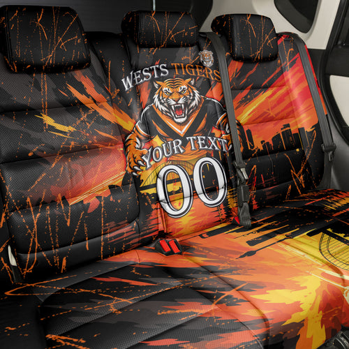 Personalised Wests Tigers City Of Rugby Back Car Seat Cover Sydney City Skyline Illustration Sport Fan