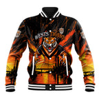 Personalised Wests Tigers City Of Rugby Baseball Jacket Sydney City Skyline Illustration Sport Fan