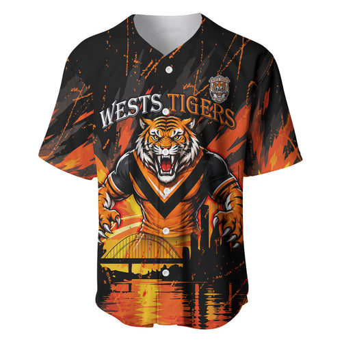 Personalised Wests Tigers City Of Rugby Baseball Jersey Sydney City Skyline Illustration Sport Fan