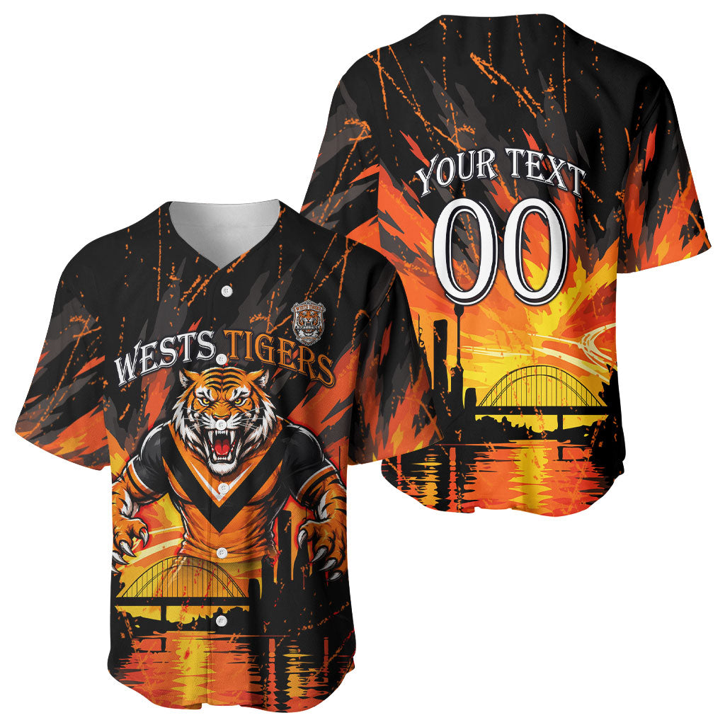 Personalised Wests Tigers City Of Rugby Baseball Jersey Sydney City Skyline Illustration Sport Fan