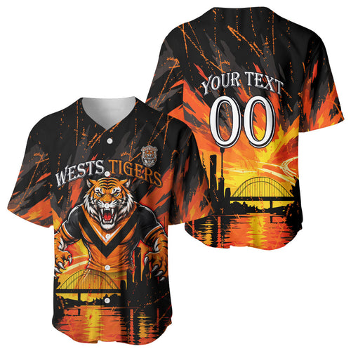 Personalised Wests Tigers City Of Rugby Baseball Jersey Sydney City Skyline Illustration Sport Fan