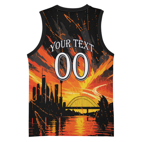Personalised Wests Tigers City Of Rugby Basketball Jersey Sydney City Skyline Illustration Sport Fan