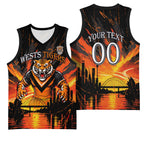 Personalised Wests Tigers City Of Rugby Basketball Jersey Sydney City Skyline Illustration Sport Fan