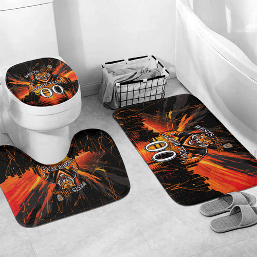 Personalised Wests Tigers City Of Rugby Bathroom Set Sydney City Skyline Illustration Sport Fan