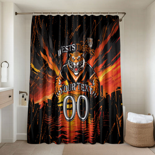 Personalised Wests Tigers City Of Rugby Bathroom Set Sydney City Skyline Illustration Sport Fan