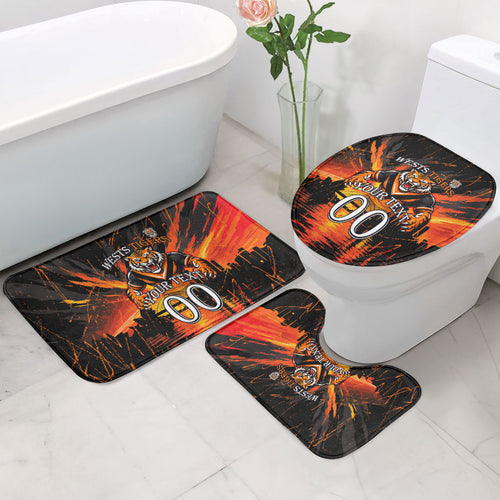 Personalised Wests Tigers City Of Rugby Bathroom Set Sydney City Skyline Illustration Sport Fan