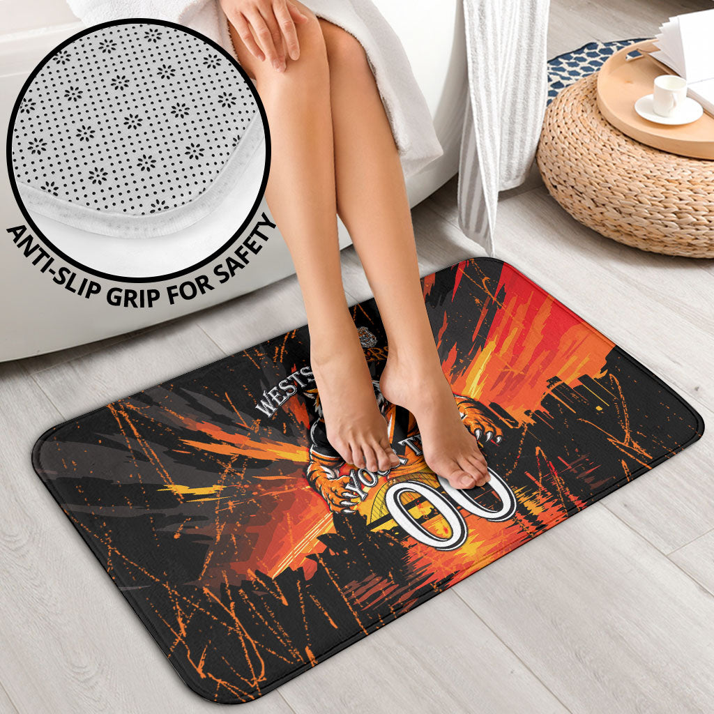 Personalised Wests Tigers City Of Rugby Bathroom Set Sydney City Skyline Illustration Sport Fan
