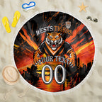 Personalised Wests Tigers City Of Rugby Beach Blanket Sydney City Skyline Illustration Sport Fan