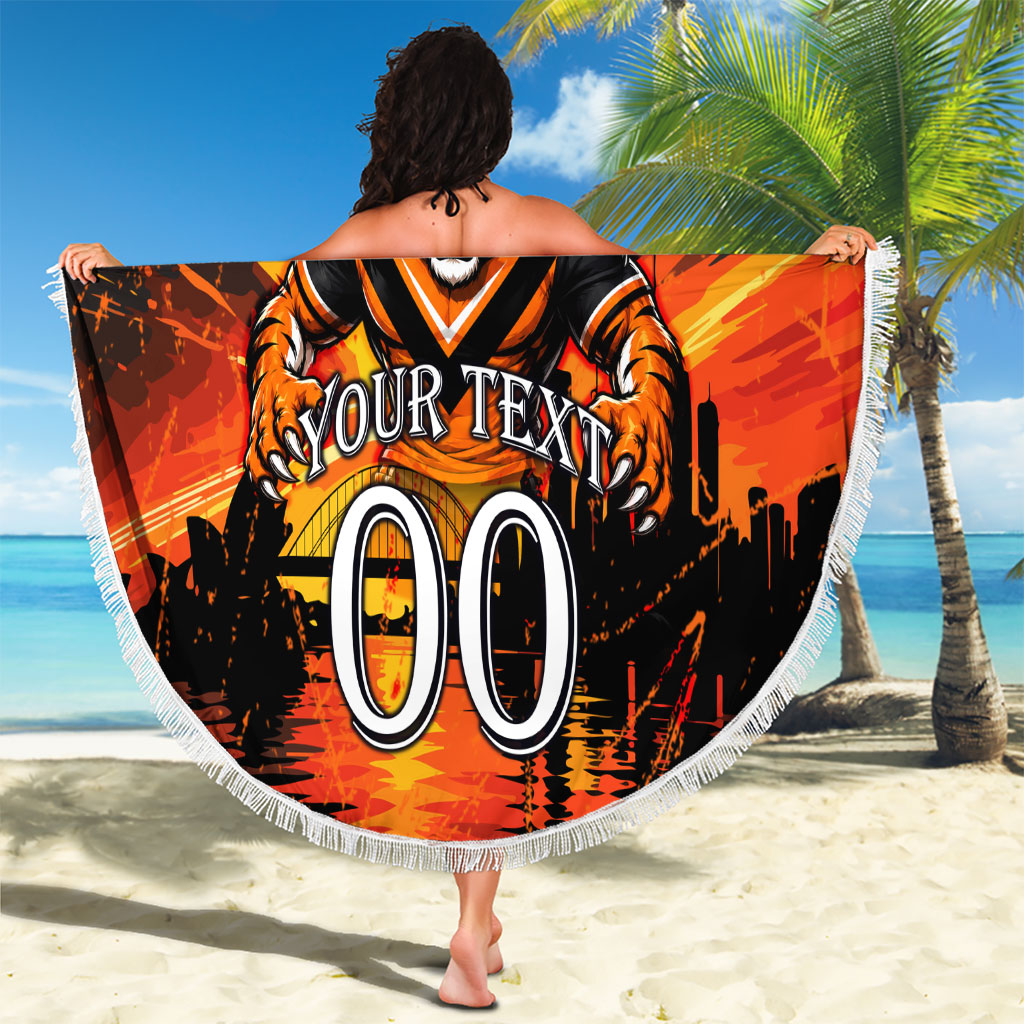 Personalised Wests Tigers City Of Rugby Beach Blanket Sydney City Skyline Illustration Sport Fan