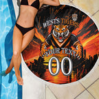Personalised Wests Tigers City Of Rugby Beach Blanket Sydney City Skyline Illustration Sport Fan